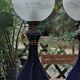 Pair of dark blue kerosene lamps