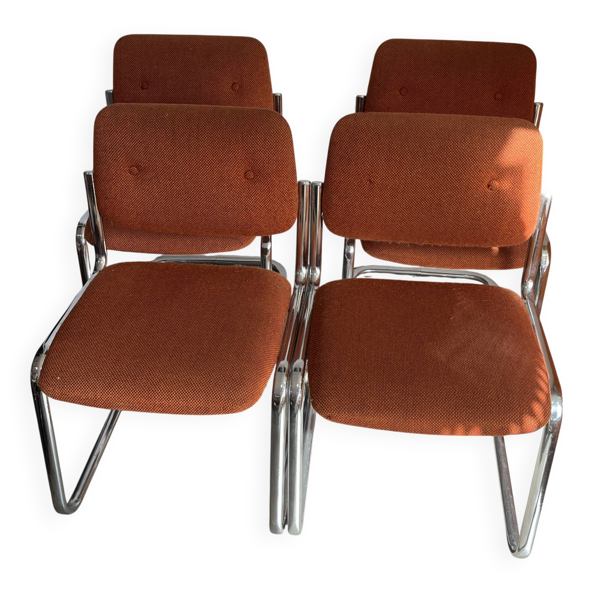 Vintage 70s orange tubular chairs