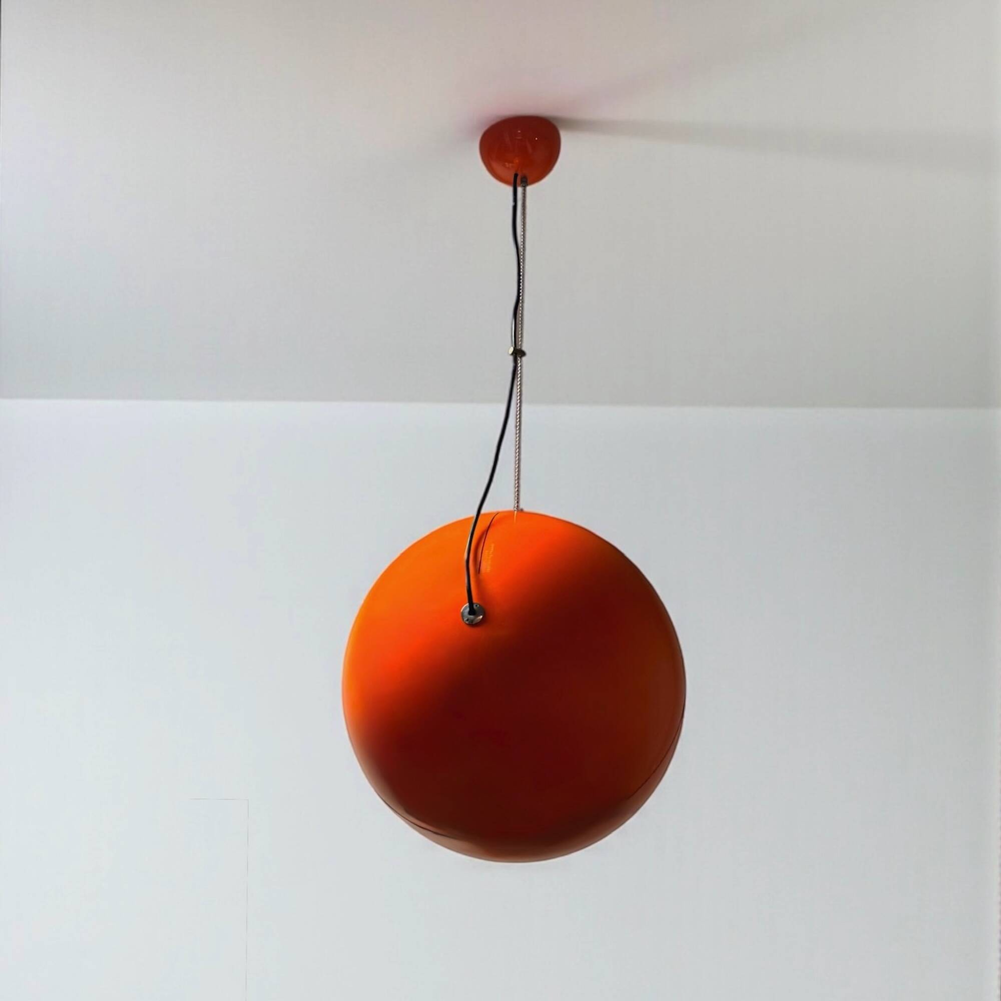 Orange Pallade Hanging Lamp by Artemide Space Age Design Icon