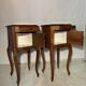 Pair of antique bedside tables with marble top and ceramic niche