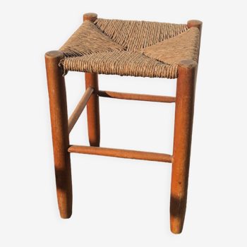 Tabouret brutaliste rotin