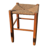 Tabouret brutaliste rotin