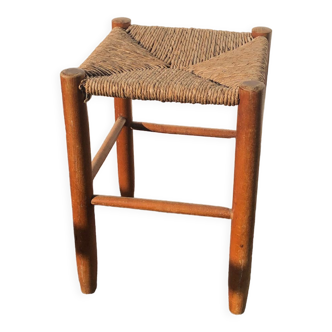 Tabouret brutaliste rotin