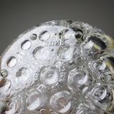 Large crystal flower pick with vintage silver metal rim Reims 31 alveol
