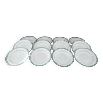 Lot de 12 assiettes creuses en faïence Longwy France modèle Trianon