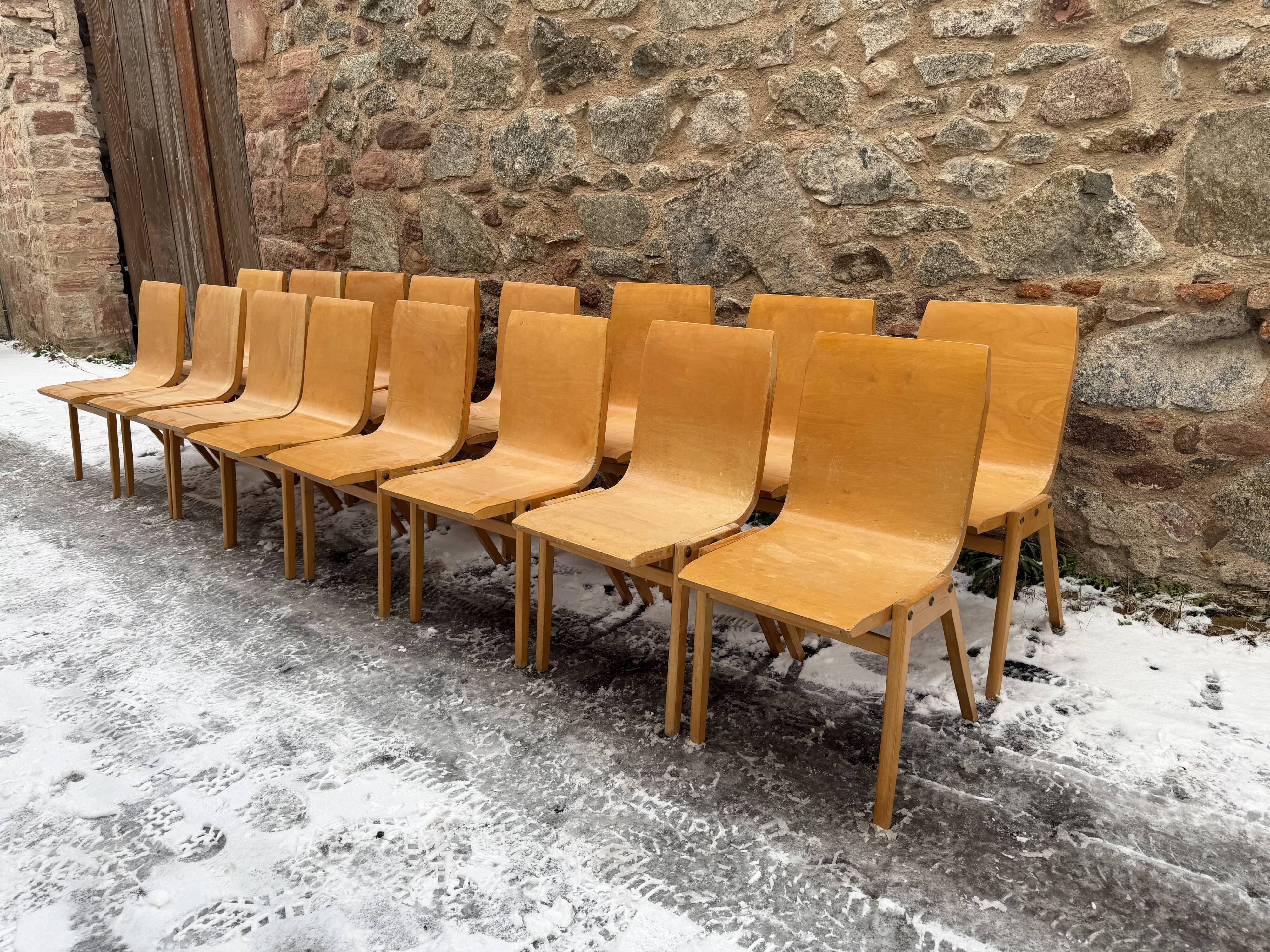 Set of 16 stackable designer chairs – Roland Rainer