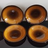 6 vintage hollow plates Longchamp slurry brown caramel