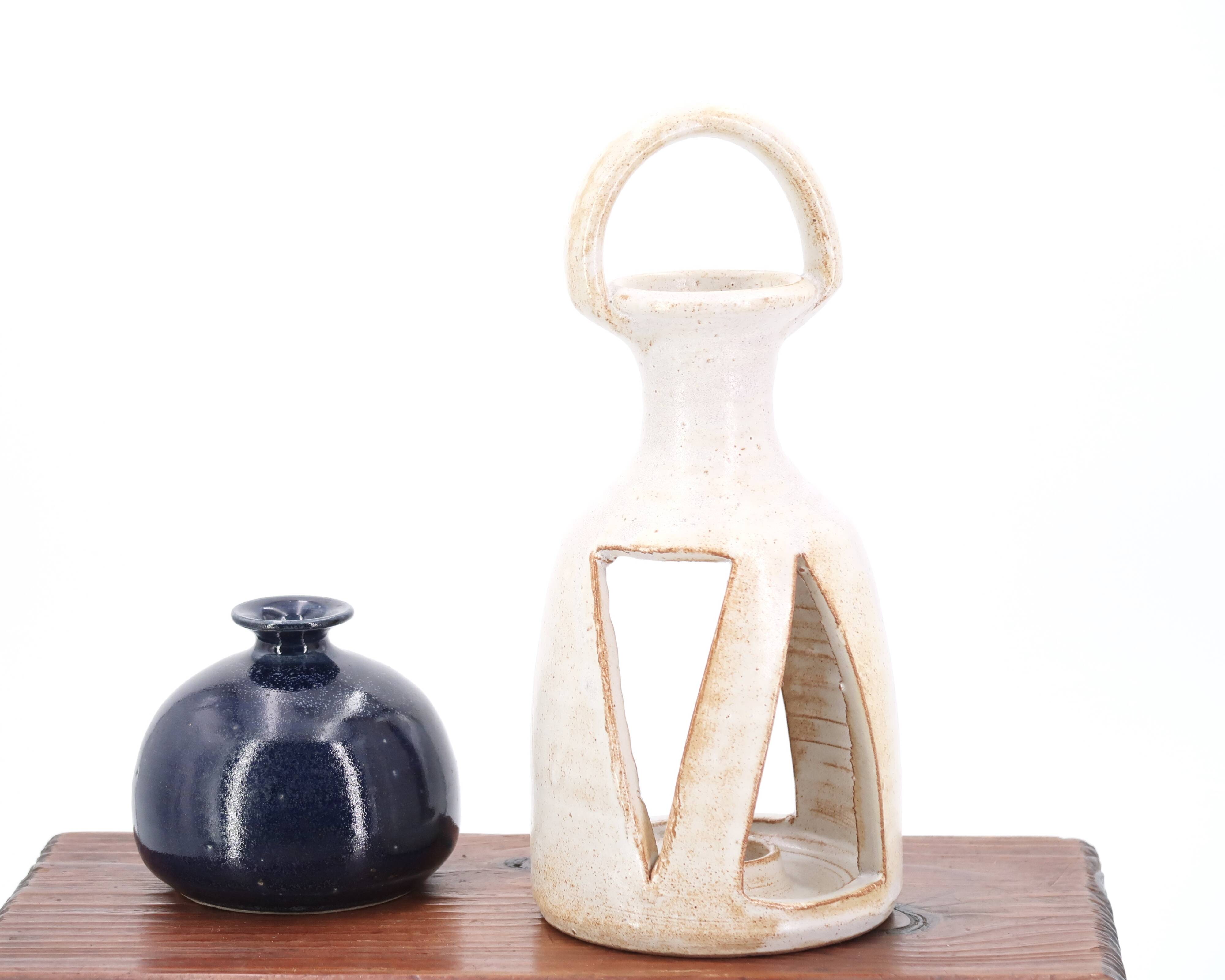 Midnight blue ceramic ball vase, 1970s