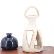 Midnight blue ceramic ball vase, 1970s