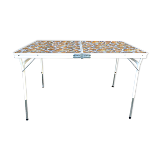 Suitcase camping table, foldable and adjustable, from the 70s