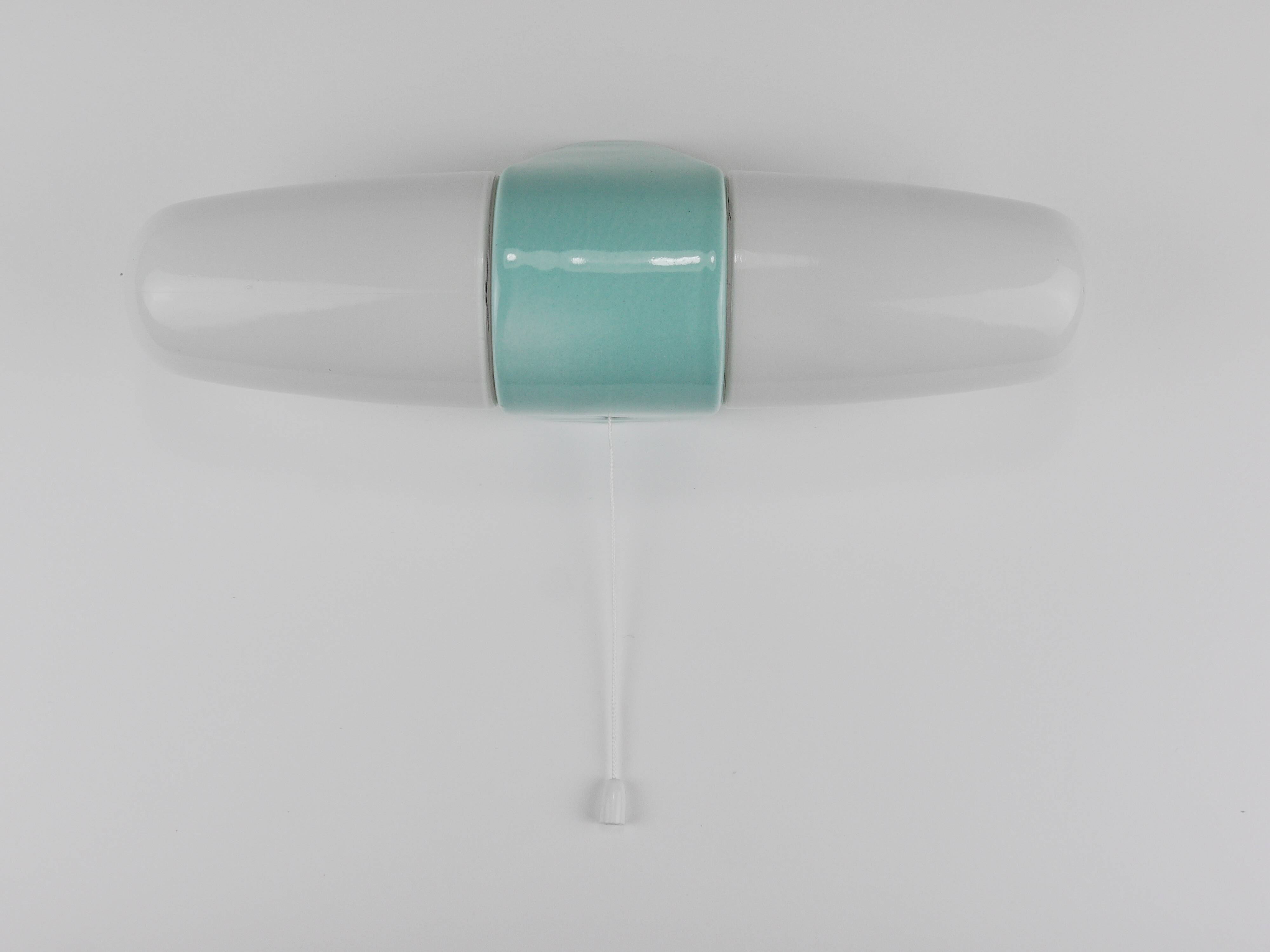 Wilhelm Wagenfeld Bauhaus Turquoise Double Sconce Wall Light, Germany, 1950