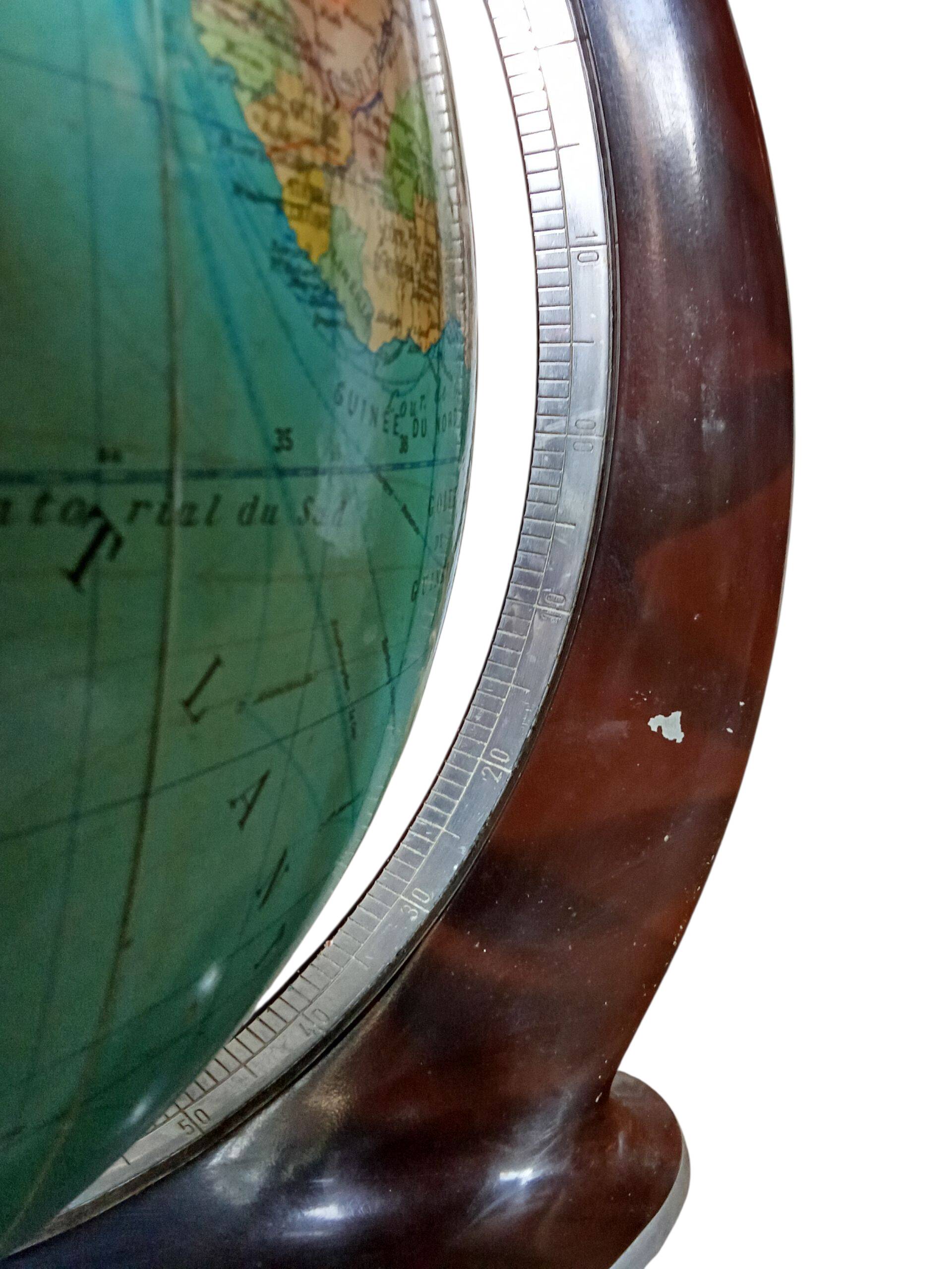 Ancien Globe Terrestre Verre  Lumineux Mappemonde Art Déco Colomb W. Jaden