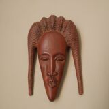 Carved wooden mask African art woman face handcrafted tribal ethnic decoration