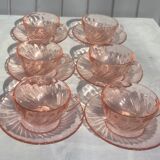 6 cups/under cups pink glass "rosaline" Arcoroc France - vintage