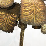 Brutalist brass palm tree floor lamp Hollywood Regency 1970s