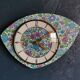 Vintage formica clock asymmetrical silent wall clock "Fleurie bleu violet"