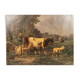 Andres Cortes (Spanish painter 1812-1879), landscape with cows and sheep. Oil on canvas 19th century