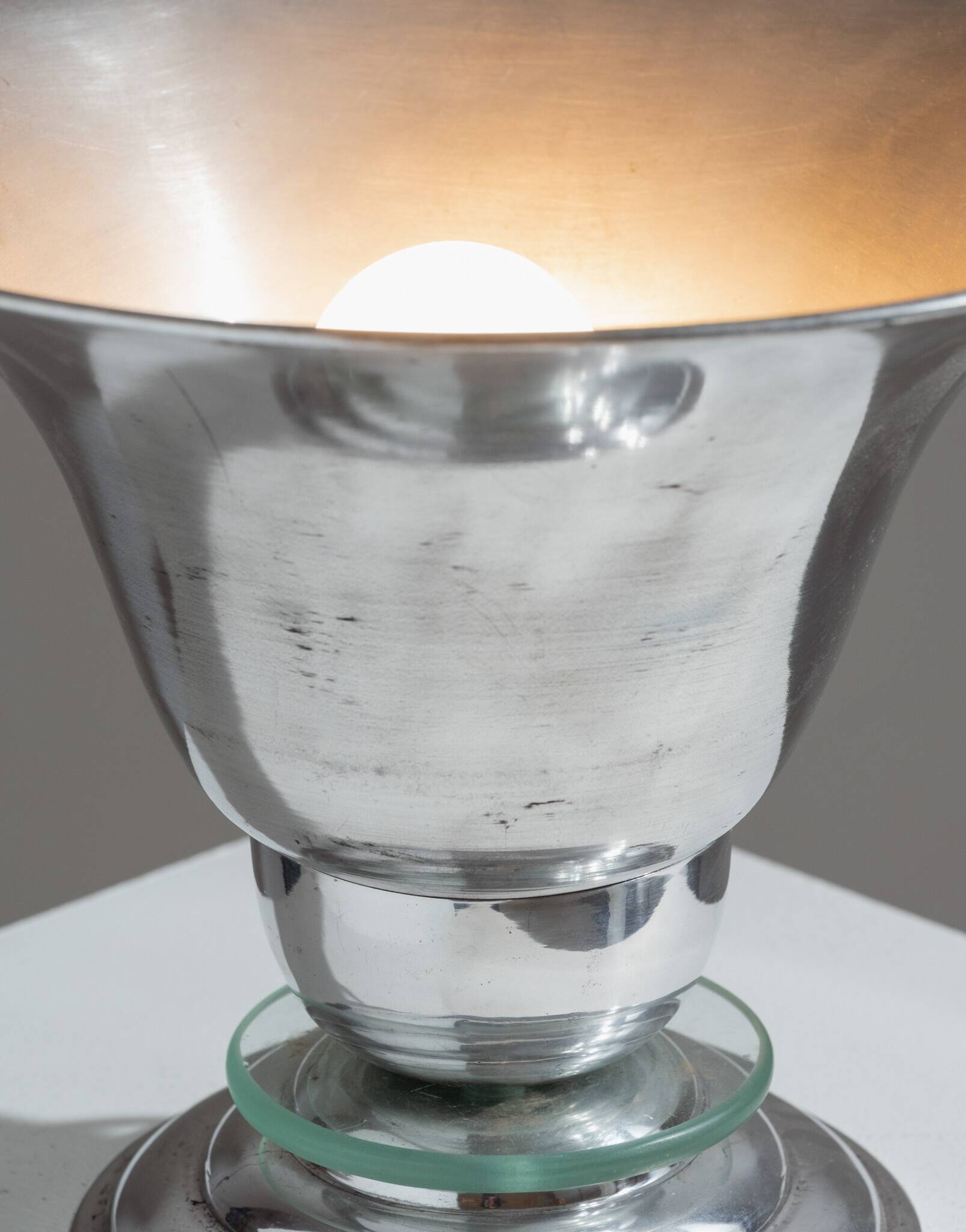 Lampe Art déco en aluminium et verre, 1960