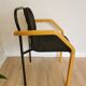 Vintage Beech Wood Dining Chair: 1970s Space Age Black Fabric