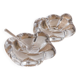 Pair of crystal salt cellars from Daum France with box and spoon.