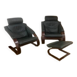 Pair of Scandinavian armchairs with a footrest from the NELO brand