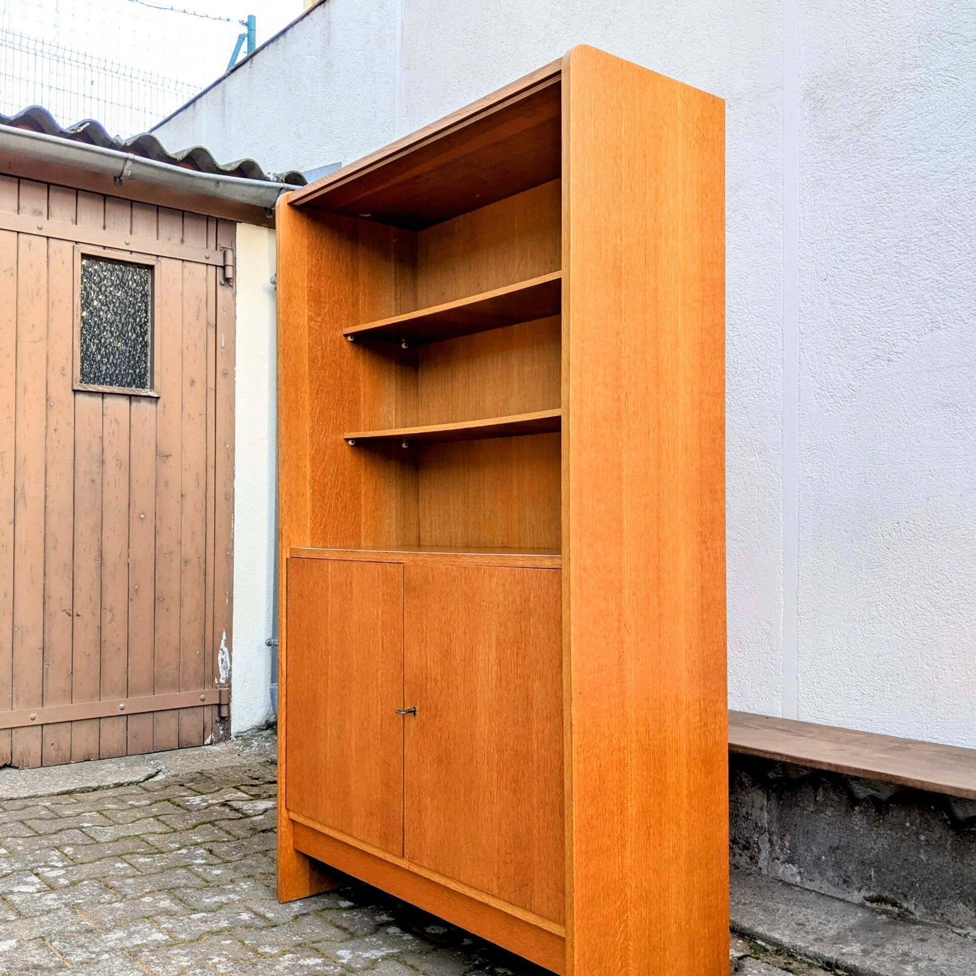 Golden oak bookcase 60s