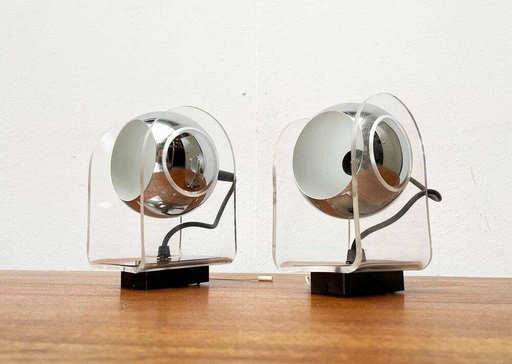 German wall lamps model 540 from the mid-century space age in the style of Gino Sarfatti, 1960s, set of 2.