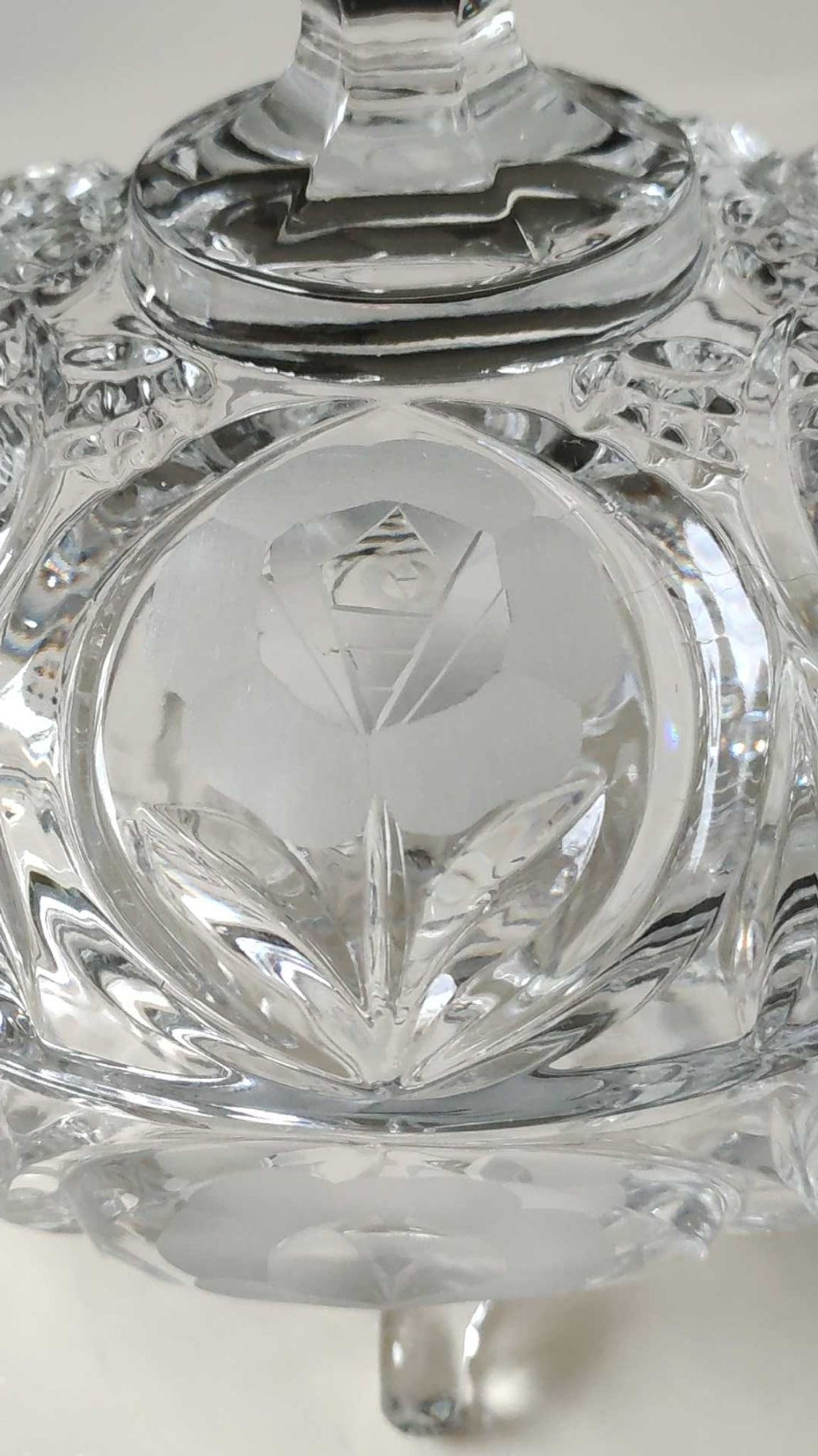 Bonbonnière stylé Boho tchèque en cristal de Bohème