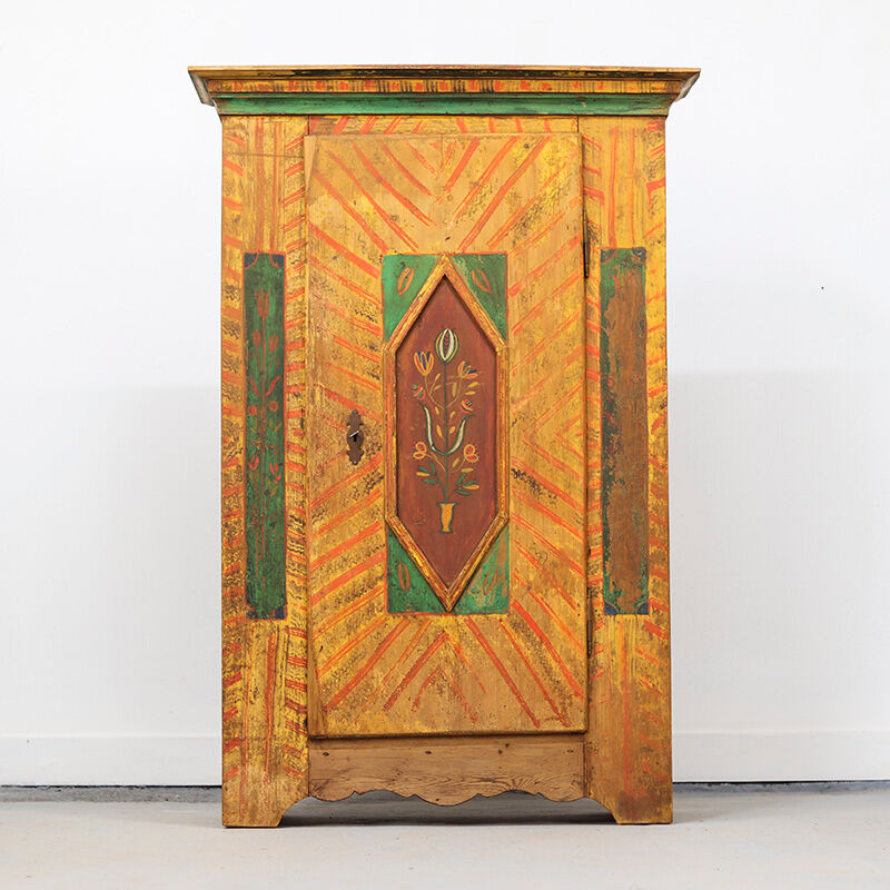 Antique Painted folk art bridal cupboard