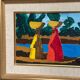 Original Swedish Oil on Panel – "Female Figures by a Stream", attributed to Lars Norrman – Signed – Vintage and Framed – 38 × 74 cm (15 × 29.1 inches)