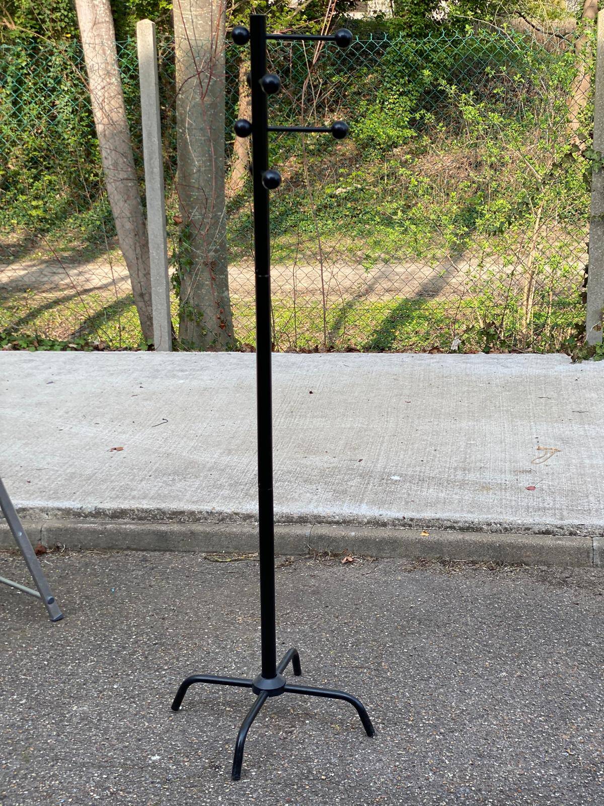 Vintage industrial coat rack in black steel