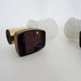 Pair of vintage Italian Targetti wall sconces in gold-tone metal