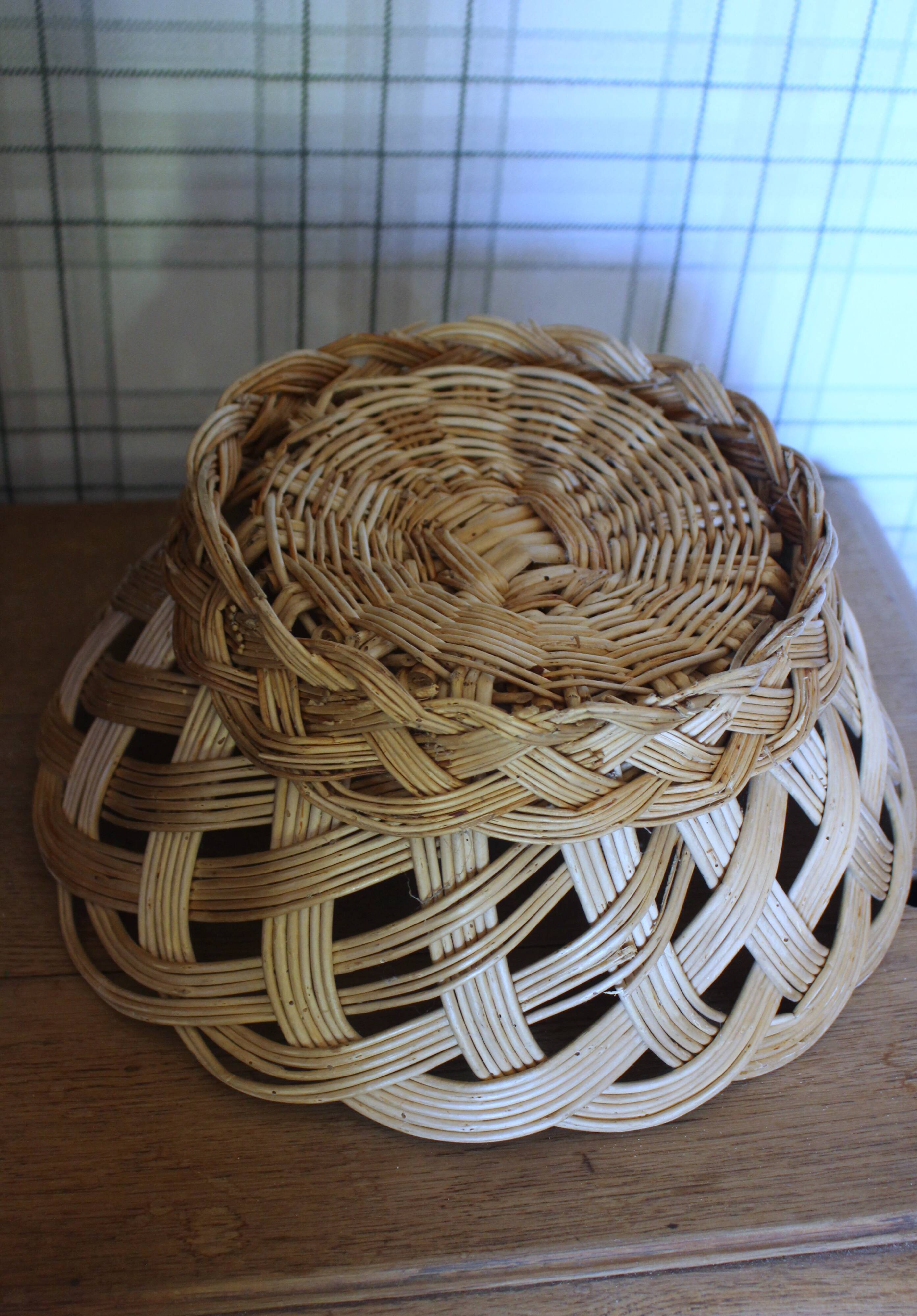 Large vintage woven wicker basket