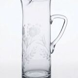Old crystal/pulled glass pitcher engraved with floral decoration, Europe 1920-1930