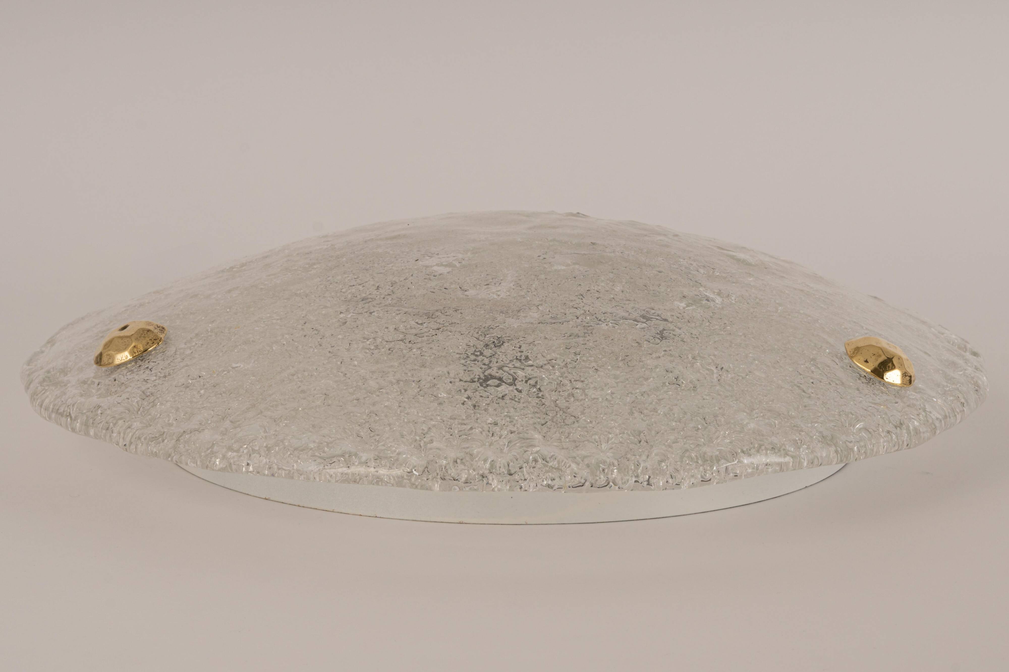 round glass ice Murano ceiling lights by Hillebrand, Germany, 1970s