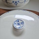 Iron earth soup tureen or vegetable dish bourgeois paris store model vieux lille blue garlands