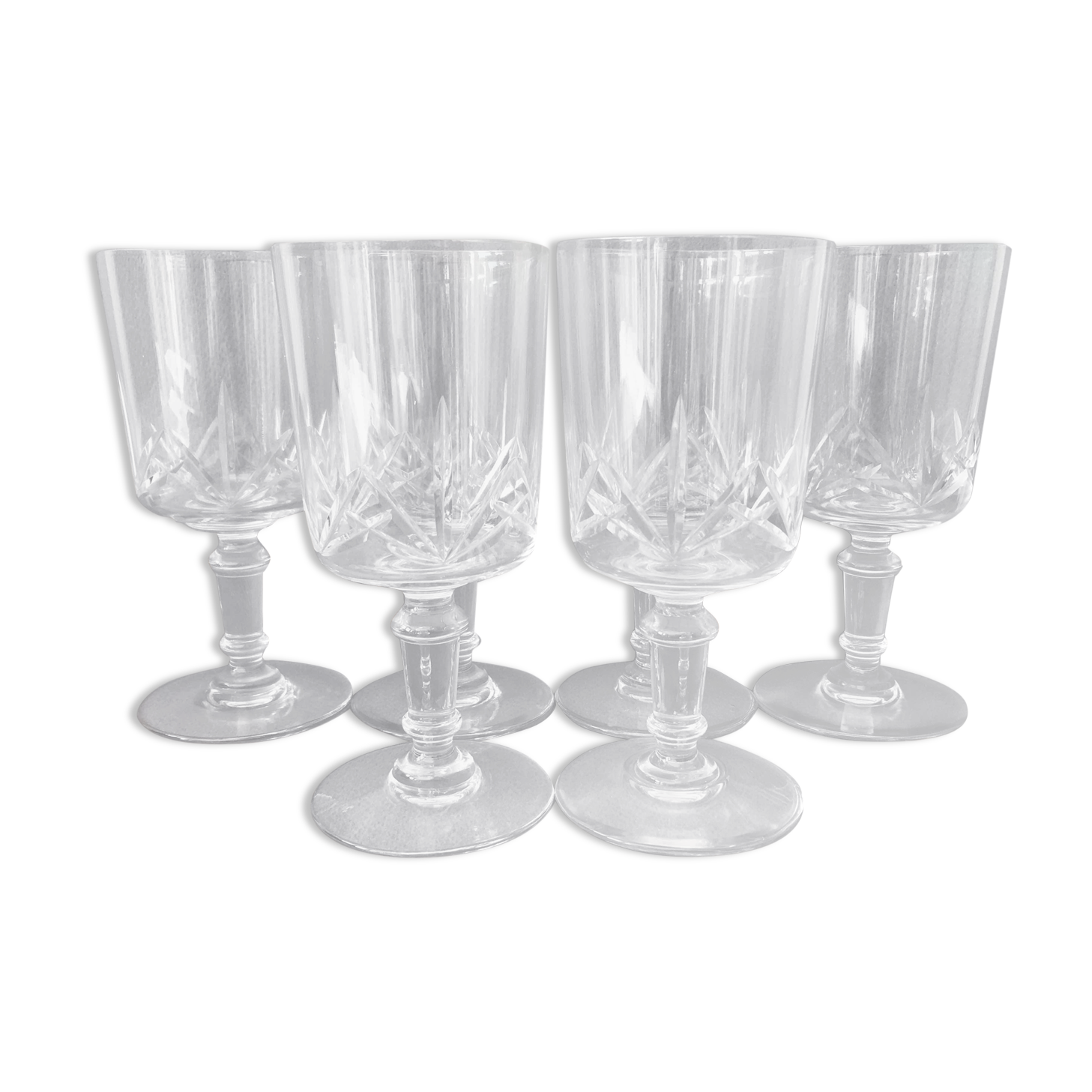 Set 6 cut crystal wine glasses