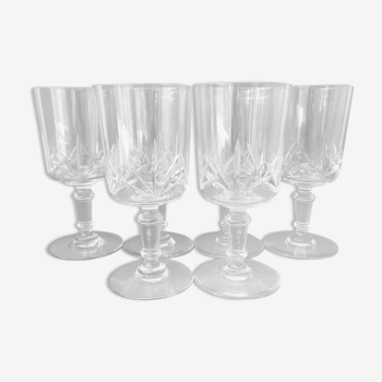 Set 6 cut crystal wine glasses