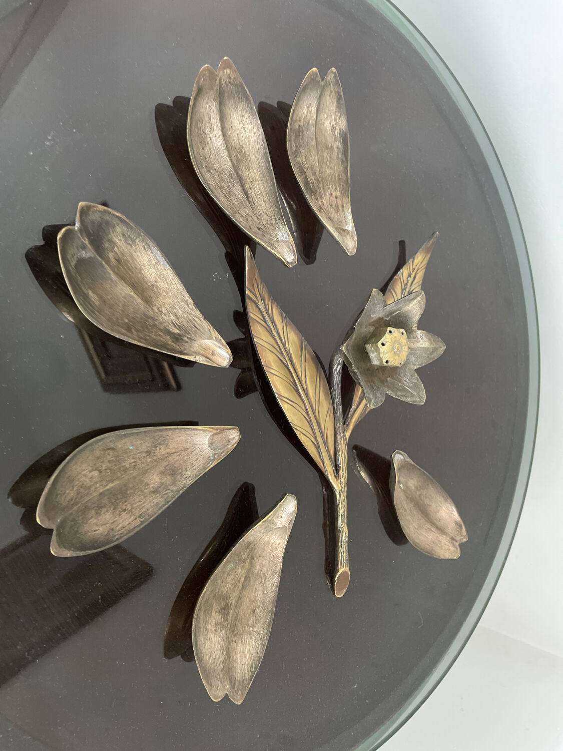 Vintage brass flower ashtray 1970