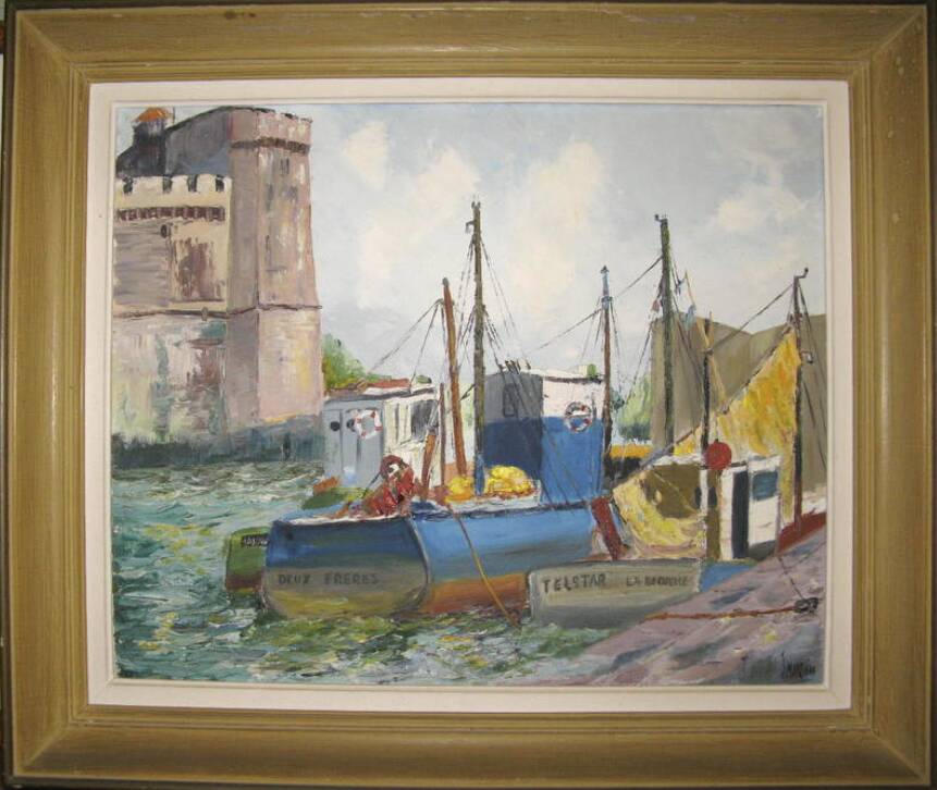 oil painting on canvas, marine signed J. Mary, La Rochelle