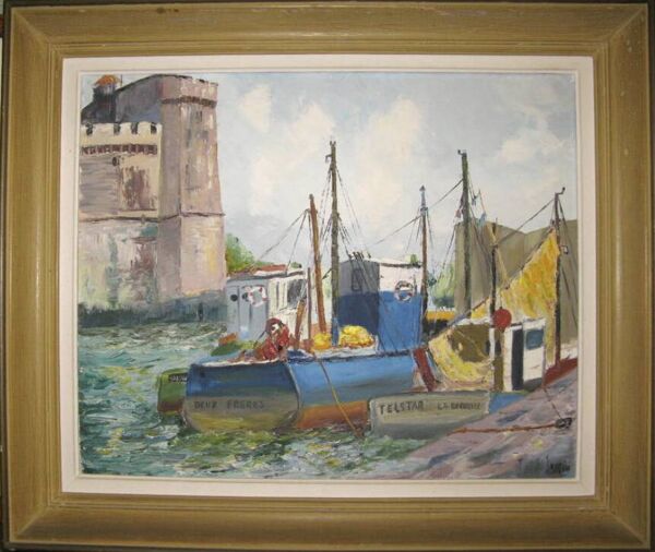 tableau huile sur toile, marine signé J. Mary, la rochelle