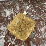 Empty pocket, Murano, Archimedes Seguso, yellow, gold, bubbled, stylized flower-forming, blown glass, Italy