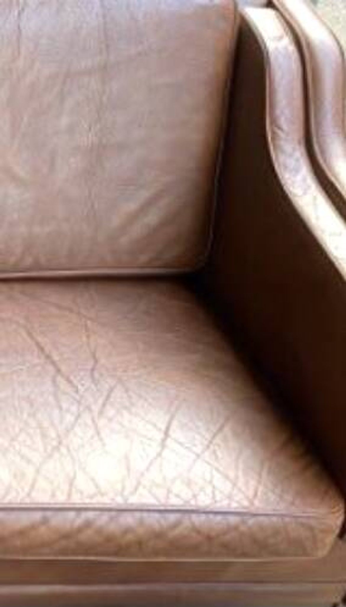Leather sofa, vintage Scandinavian sofa in camel leather