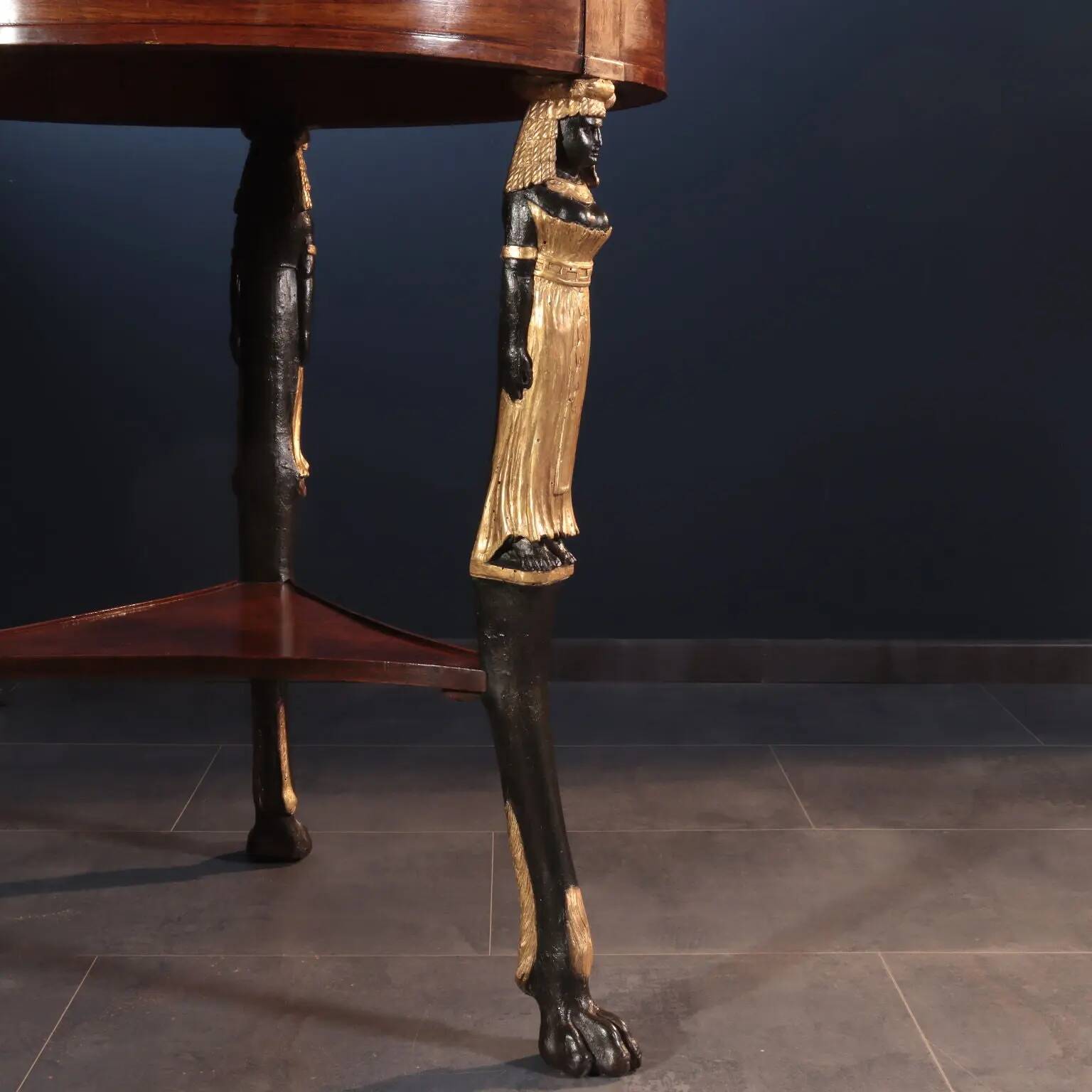 Table d’appoint ancienne Empire en cerisier et albâtre, Italie, XIXe siècle