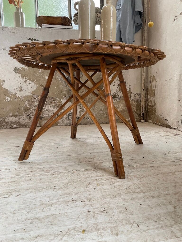 Rattan “sun” coffee table