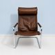 Fauteuil lounge en cuir havane et chrome – Heinrich Pfalzberger, années 197