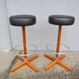 Pair of Scandinavian bar stools AB Bröderna Johansons Fåtöljindustri