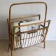 1960s Czechoslovak Rattan Magazine Rack with Tall Handle