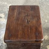 Small auxiliary stool in organic chocolate brown upcycled teak (3277)