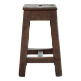 Tabouret vintage, tabouret bois en chêne massif, chaise d'appoint, déco
